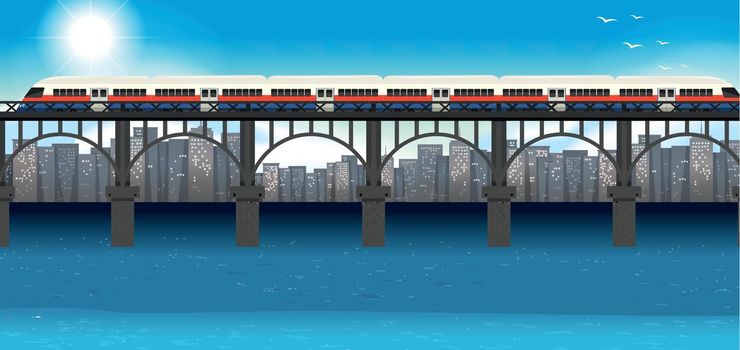 Modern train urban transportation illustration