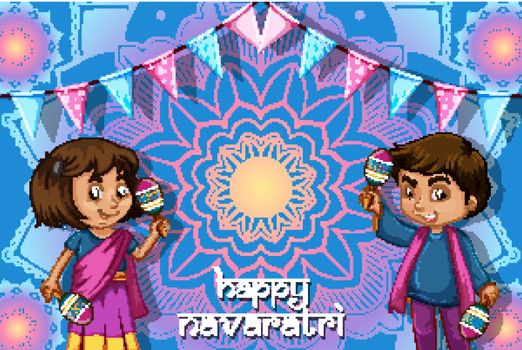 Poster design for Navaratri festival with two kids