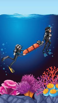 Underwater dive recuse ocean background