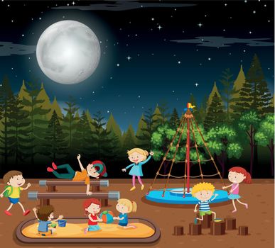 Children in park night scene