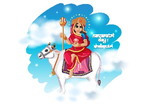 Poster design for Navaratri with goddess on cow