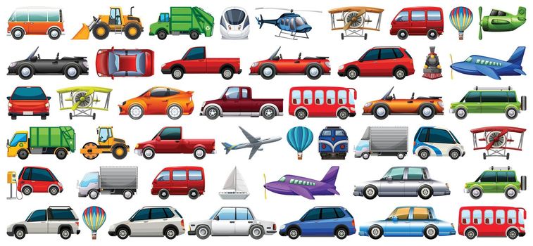 Set of transportation vehicle illustration