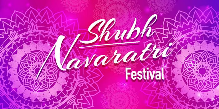 Poster design for Navaratri with mandala in pink