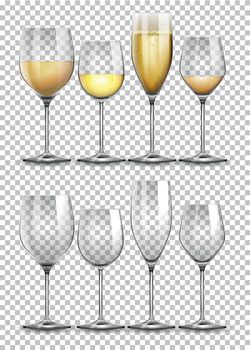 Set of wine glass on transparent background illustration