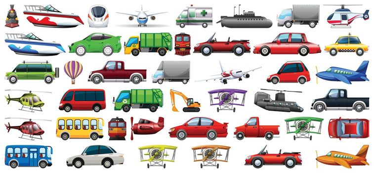 Set of transportation vehicle illustration