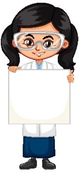 Girl in science gown on white background illustration