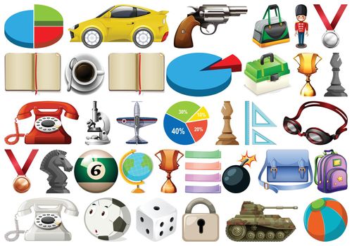 large set of miscellaneous objects