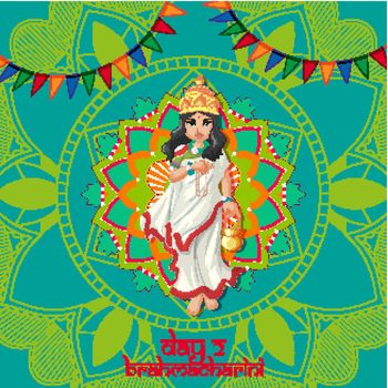 Navaratri poster design with goddess and mandala