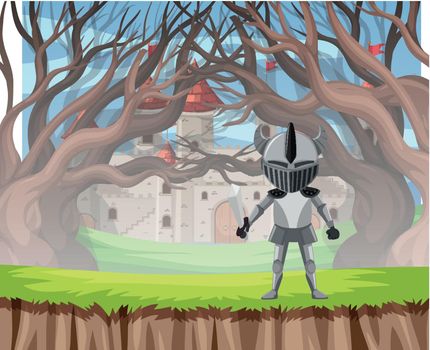 Knight in armour wood scene