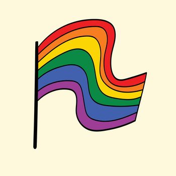 Flag LGBT, doodle style. LGBT icon. Template design, vector illustration. Love wins. Geometric shapes in the colors on the rainbow. Colorful symbols. Gay pride collection. Banner