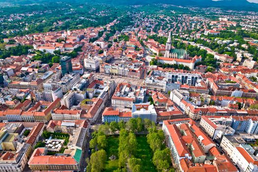 Zagreb historic city center aerial view