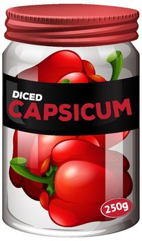 Capsicum preserve in glass jar