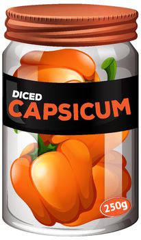 Capsicum preserve in glass jar
