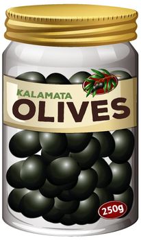 Olives preserve in glass jar