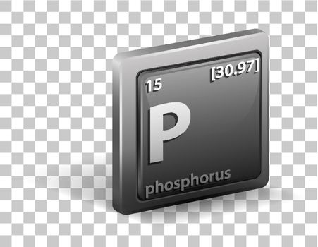 Phosphorus chemical element. Chemical symbol with atomic number and atomic mass.