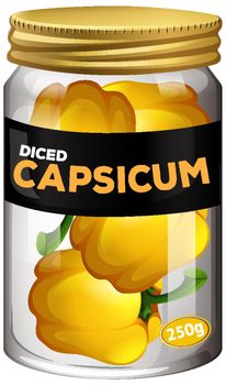 Diced capsicum preserve in glass jar