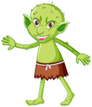 Goblin in standing position in cartoon character on white background