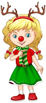 Cute girl in christmas costume cartoon character