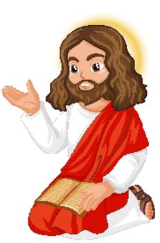 Jesus preaching in sitting position character