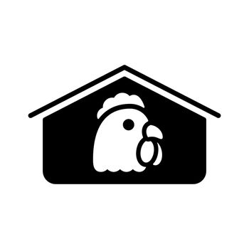Chicken house vector glyph icon. Farm animal sign