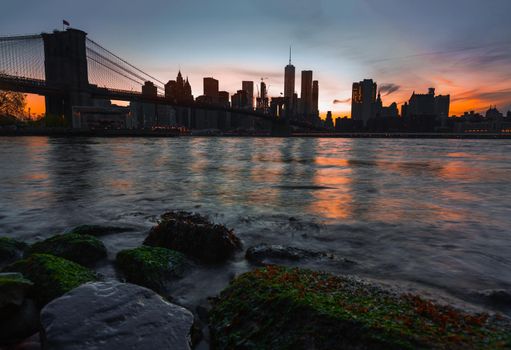 Manhattan skyline with Brooklyn Bridge