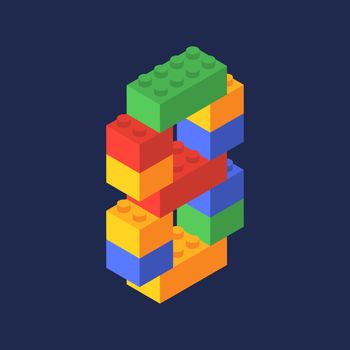 Number eight in isometric. Color constructor