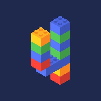 Number four in isometric. Color constructor