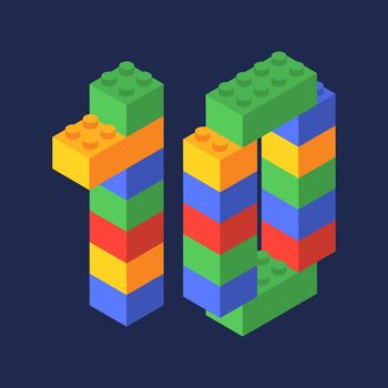 Number ten in isometric. Color constructor