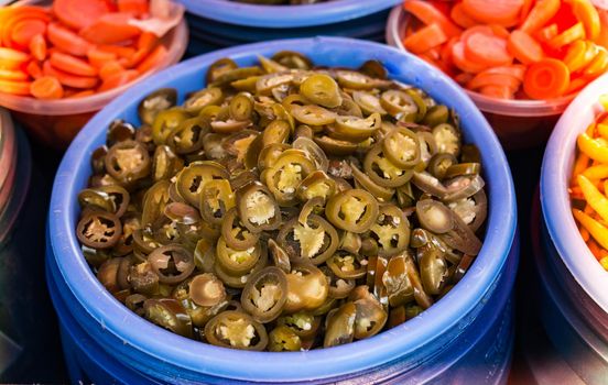 Homemade pickled fermented preserved vegetables for long-term storage