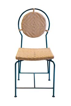 Chair steel legs with rattan cover isolated on white.