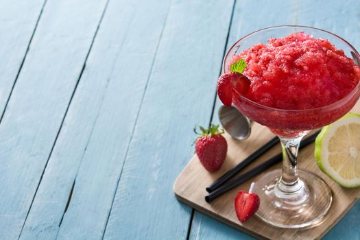 Strawberry margarita cocktail in glass 