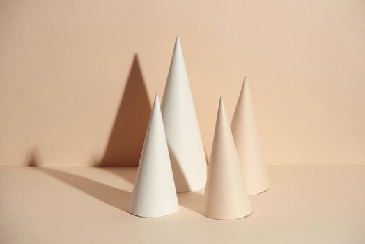 Creative christmas tree with beige cone paper.