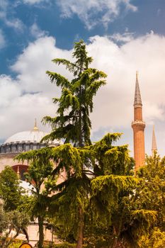 Ottoman Turkish style mosque minaret  as Religious Muslim temple architecture