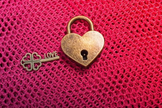Padlock in heart shape as  symbol of love 