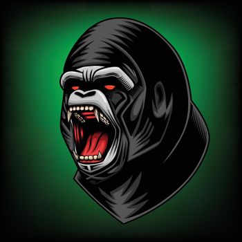 Vector illustration of gorilla head Good use for symbol mascot icon avatar tattoo T Shirt design logo