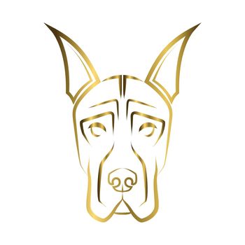 gold line art of Great Dane dog head. Good use for symbol, mascot, icon, avatar, tattoo, T Shirt design, logo or any design you want.