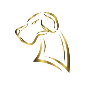 gold line art of Great Dane dog head.