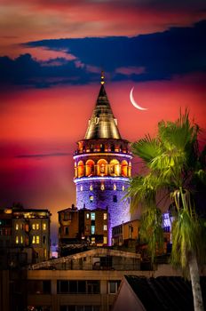 Galata Tower and moon