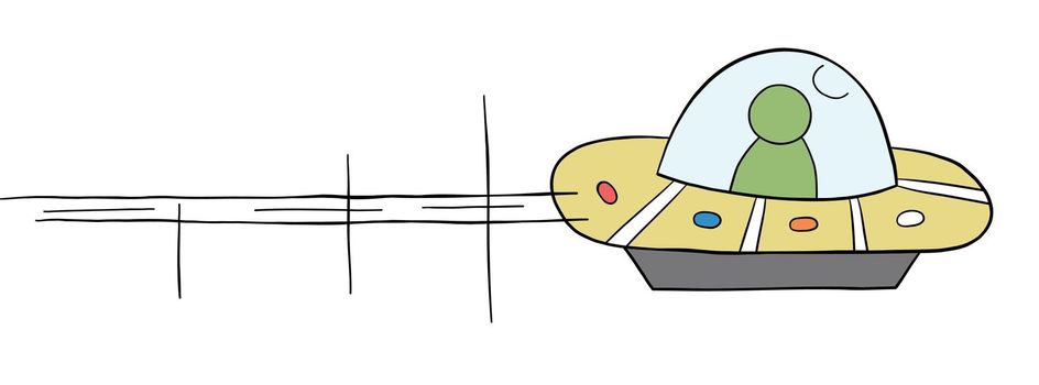 Cartoon vector illustration of flying UFO