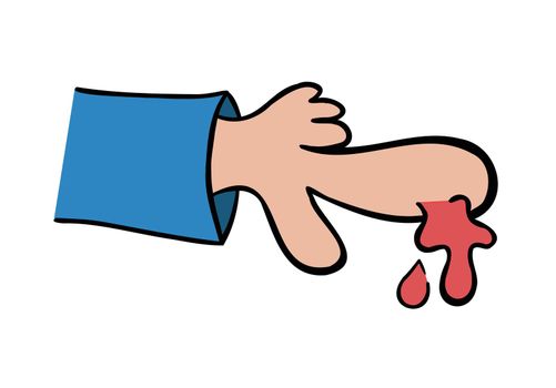 Cartoon vector illustration of bleeding finger