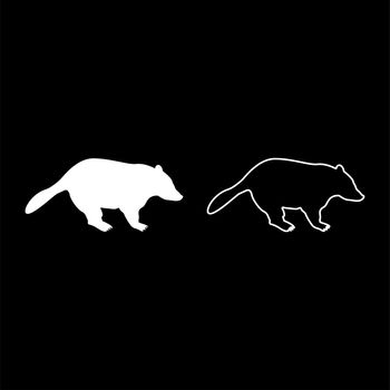 Badger animal wild Meles Taxus predatory mammal family kunihih Carnivore silhouette white color vector illustration solid outline style image