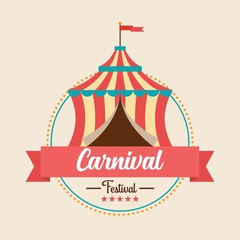 Carnival festival logo badge with Circus tent. vector illustration