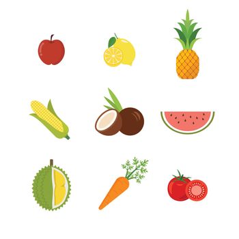 Seasonal exotic fruits icons set