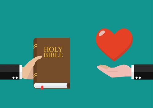 Man give holy bible to others and receive love back
