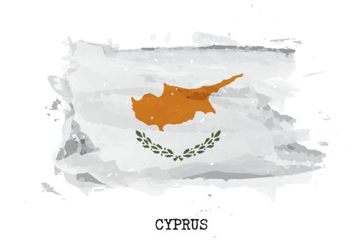 Realistic watercolor painting flag of Cyprus . Vector .