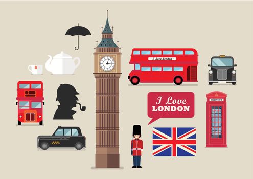 London national symbols vector set