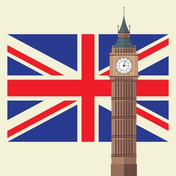 Big Ben with United Kingdom flag