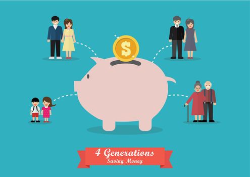 Four generations saving money