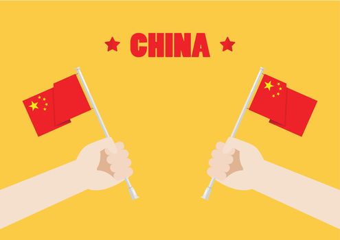 Hands holding up China flags