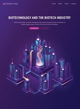 Biotechnology biotech industry isometric banner